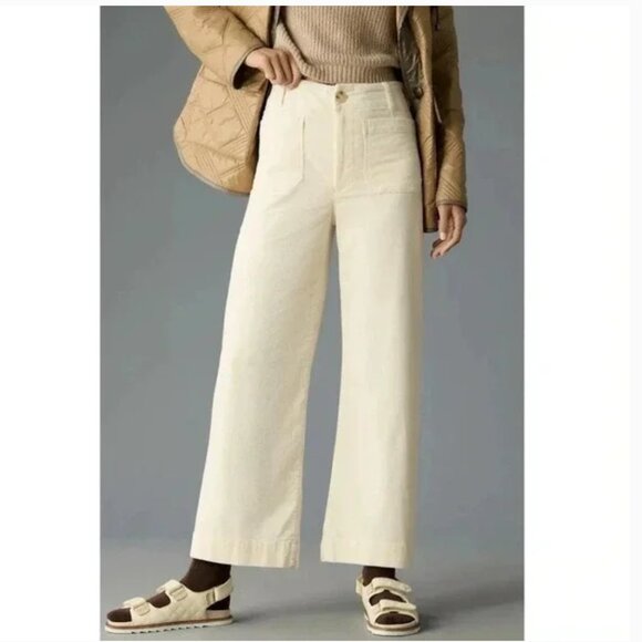 Anthropologie The Colette Corduroy Crop Wide-Leg Pants by Maeve - Picture 1 of 11